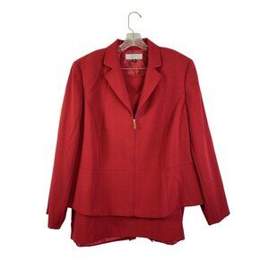 Tahari Arthur S. Levine Women's Ruby Red Jacket & Skirt Suit Set